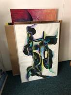 Uniek schilderij gemengde techniek 65x100cm, Ophalen of Verzenden