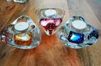 Ozzaro glaskunst waxinelichthouder x 3.  mondgeblazen, Huis en Inrichting, Overige materialen, Overige kleuren, Ophalen of Verzenden