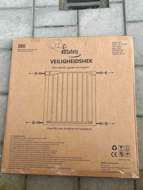 O1 ADSafety Traphekje zonder boren 76 tm 103 cm - Wit, Kinderen en Baby's, Traphekjes, Nieuw, Klemhekje, Metaal of IJzer, 100 tot 115 cm