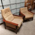 2x fauteuil - jaren 60 - Kussens en stof aan vervanging toe!, Ophalen, Gebruikt, 75 tot 100 cm, Stof