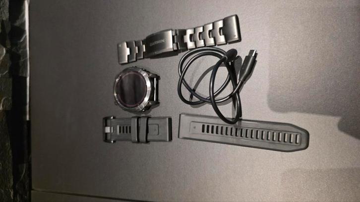 Garmin Fenix 7x Sapphire Solar Titanium, Sieraden, Tassen en Uiterlijk, Smartwatches, Zo goed als nieuw, Android, Zwart, Conditie