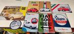 8 stuks metalen reclame borden vespa en fiat, Verzamelen, Ophalen of Verzenden