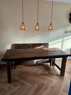 Houten eettafel met klepbank, Ophalen, 200 cm of meer, 50 tot 100 cm, Zo goed als nieuw
