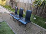 6 Hennie de Jong eetkamerstoelen, Huis en Inrichting, Ophalen, Gebruikt, Zwart, Leer