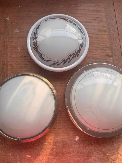 3 Plafondlampen - Set of los, Huis en Inrichting, Lampen | Plafondlampen, Gebruikt, Glas, Kunststof, Metaal, Ophalen of Verzenden