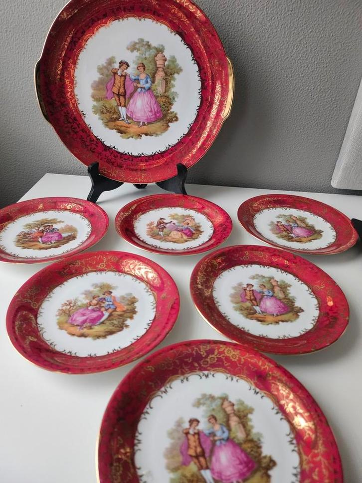 Schaller Bavaria Bordstel - Fragonard, bord schaal, goud, Antiek en Kunst, Antiek | Servies compleet, Ophalen of Verzenden