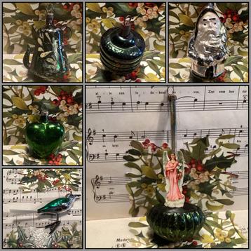 Groen oude kerstbal en figuren bij Puurnostalgie beschikbaar voor biedingen