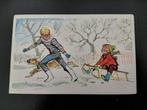Kinderen, in de sneeuw, slee en hond, ongelopen. jaren '60., Verzamelen, Verzenden, 1960 tot 1980, Ongelopen, Kinderen