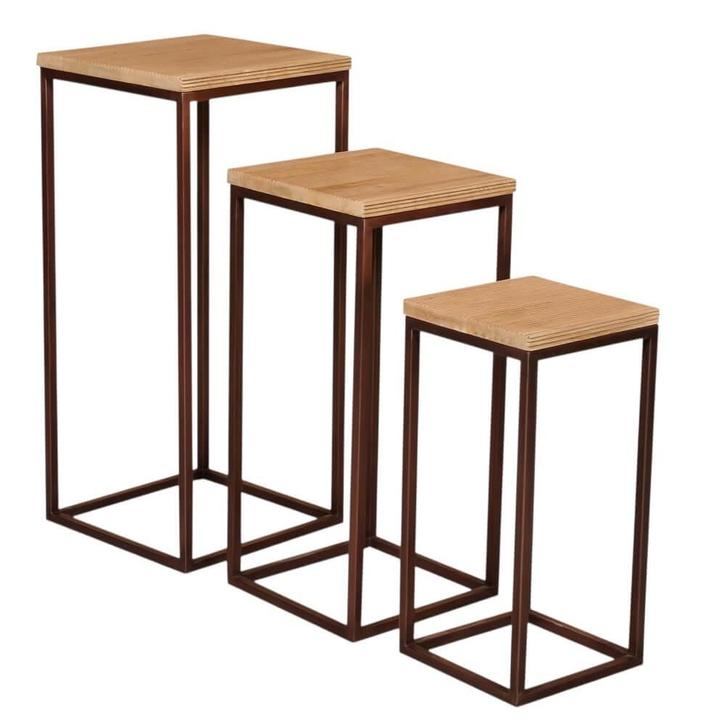 Pilaren set van 3 Zoah copper mango, Huis en Inrichting, Woonaccessoires | Zuilen en Pilaren, Nieuw, Ophalen