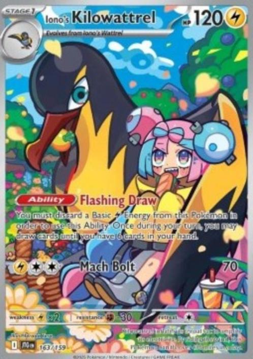 Iono's Kilowattrel #163 - JTG -Journey Together, Hobby en Vrije tijd, Verzamelkaartspellen | Pokémon, Nieuw, Losse kaart, Verzenden