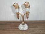 2 Kristallen Papegaaien op Standaard Gold Plated, Antiek en Kunst, Ophalen of Verzenden