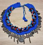vintage gehaakte Ottomaanse ketting met tughra munten, Ophalen of Verzenden, Zo goed als nieuw, Blauw, Overige materialen