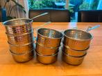 Ronde mini pannetjes van roestvrijstaal - set 10 stuks, Huis en Inrichting, Keuken | Potten en Pannen, Ophalen of Verzenden, Zo goed als nieuw