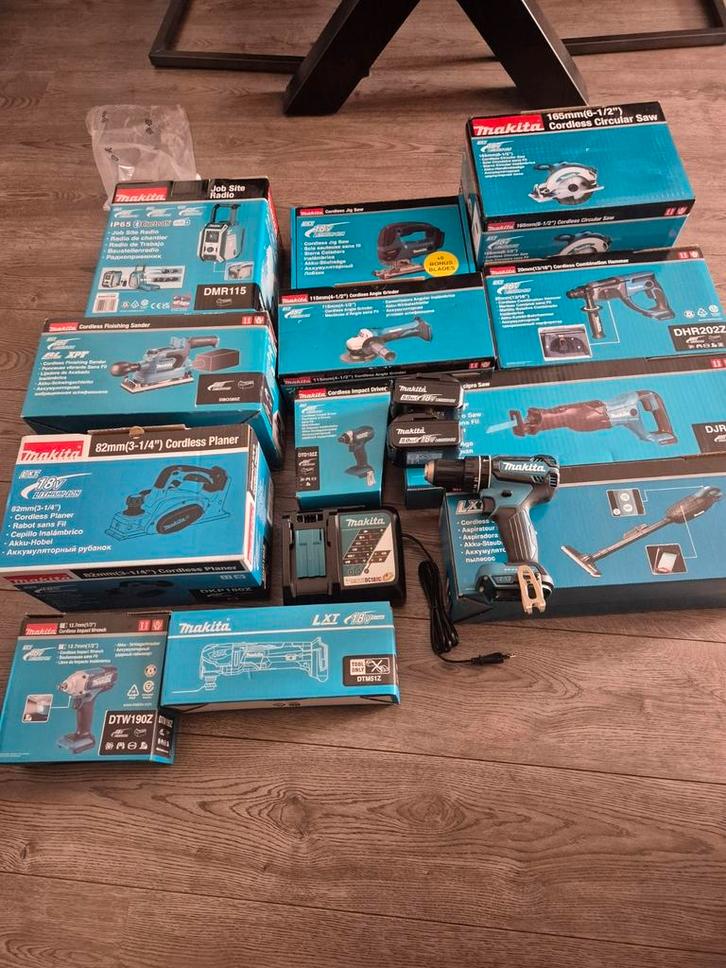 Makita set nieuw 13 machines 18V, Doe-het-zelf en Verbouw, Gereedschap | Boormachines, Nieuw, Ophalen