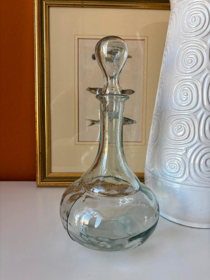 Vintage glazen karaf met stop, Antiek en Kunst, Antiek | Glas en Kristal, Ophalen of Verzenden