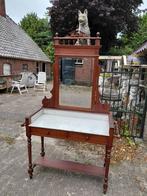 Antieke grenen wastafel, wit marmeren blad, 19e eeuw., Ophalen