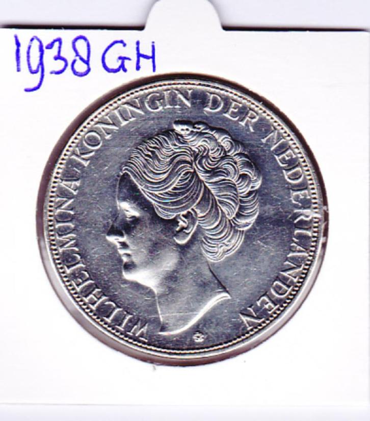 Schaarse rijksdaalder 1938 GROF HAAR voor 105 euro., Postzegels en Munten, Munten | Nederland, Losse munt, 2½ gulden, Koningin Wilhelmina