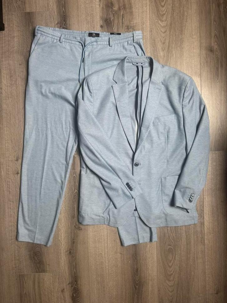 2-delig blauw pak C&A Broek 58 / Blouse 60 (valt als XXL), Kleding | Heren, Kostuums en Colberts, Zo goed als nieuw, Overige maten