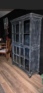 Super gave stoere kast vitrinekast zwart, Huis en Inrichting, Kasten | Vitrinekasten, Ophalen, Gebruikt, 25 tot 50 cm, 150 tot 200 cm