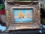 Olieverf/Paneel/Sierlijst Schilderij "Zeilschepen Gesigneerd, Antiek en Kunst, Kunst | Schilderijen | Klassiek, Ophalen of Verzenden