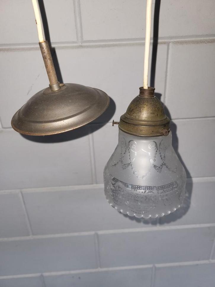 Antiek Lampje met Glas, Antiek en Kunst, Antiek | Lampen, Ophalen of Verzenden