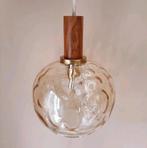 Vintage bubble bol lamp | Jaren 60 amberkleur lamp | Teak, Ophalen of Verzenden, Zo goed als nieuw, Minder dan 50 cm