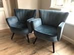 Stoeltje fauteuil blauw velvet, Huis en Inrichting, Fauteuils, Ophalen of Verzenden, Gebruikt, Minder dan 75 cm, 50 tot 75 cm