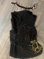 Vintage sari stofje coupon kralen borduurwerk lapje ketting, 120 cm of meer, Zwart, Ophalen of Verzenden, Zo goed als nieuw