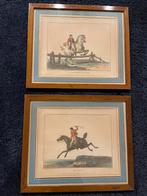 Twee antieke paardenprenten in houten lijsten, Ophalen of Verzenden
