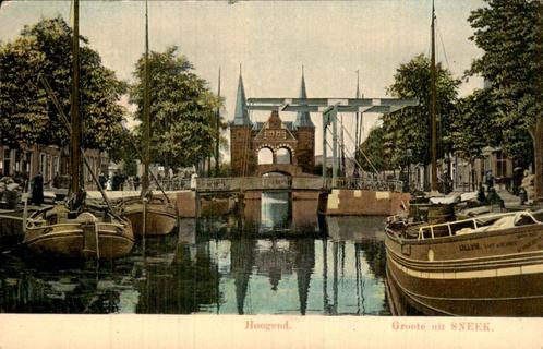 Groeten uit Sneek Hoogend, Verzamelen, Ansichtkaarten | Nederland, Gelopen, Friesland, Voor 1920, Ophalen of Verzenden