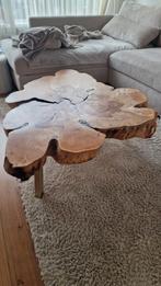 Unieke Salontafel van Boomstam, Gebruikt, Natuurlijk, Ophalen of Verzenden, Metaal