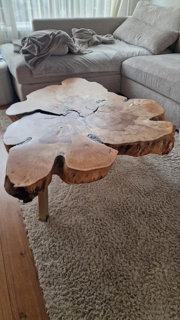 Unieke Salontafel van Boomstam, Huis en Inrichting, Tafels | Salontafels, Gebruikt, Minder dan 50 cm, 100 tot 150 cm, 100 tot 150 cm