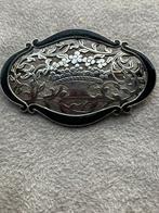 Vntage zilveren (Z II - 835) broche met zwarte emaille, 4 tot 7 cm, Gebruikt, Ophalen of Verzenden, Zilver