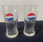 2 Pepsi cola glazen met kenmerkend logo. Hoogte 13 cm., Ophalen of Verzenden, Zo goed als nieuw, Frisdrankglas