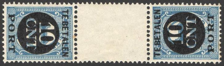 Nederland Port 67b postfris Tete Beche Brugpaar 1924, Postzegels en Munten, Postzegels | Nederland, Postfris, T/m 1940, Verzenden
