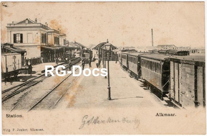 Ansichtkaart - Briefkaart Trein Station Alkmaar (1906), Verzamelen, Ansichtkaarten | Nederland, Gelopen, Noord-Holland, Voor 1920