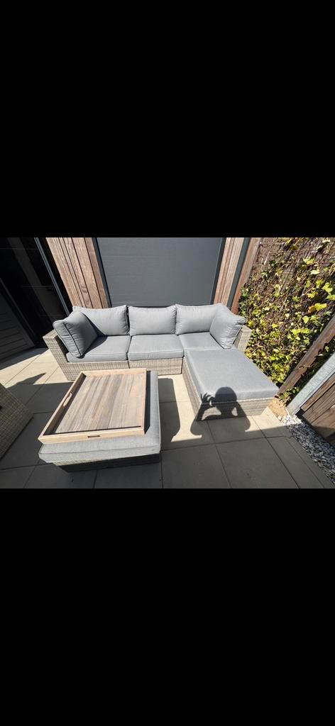 Loungeset Wicker, Tuin en Terras, Tuinsets en Loungesets, Zo goed als nieuw, Loungeset, Wicker, 5 zitplaatsen, Hocker, Stoel, Ophalen