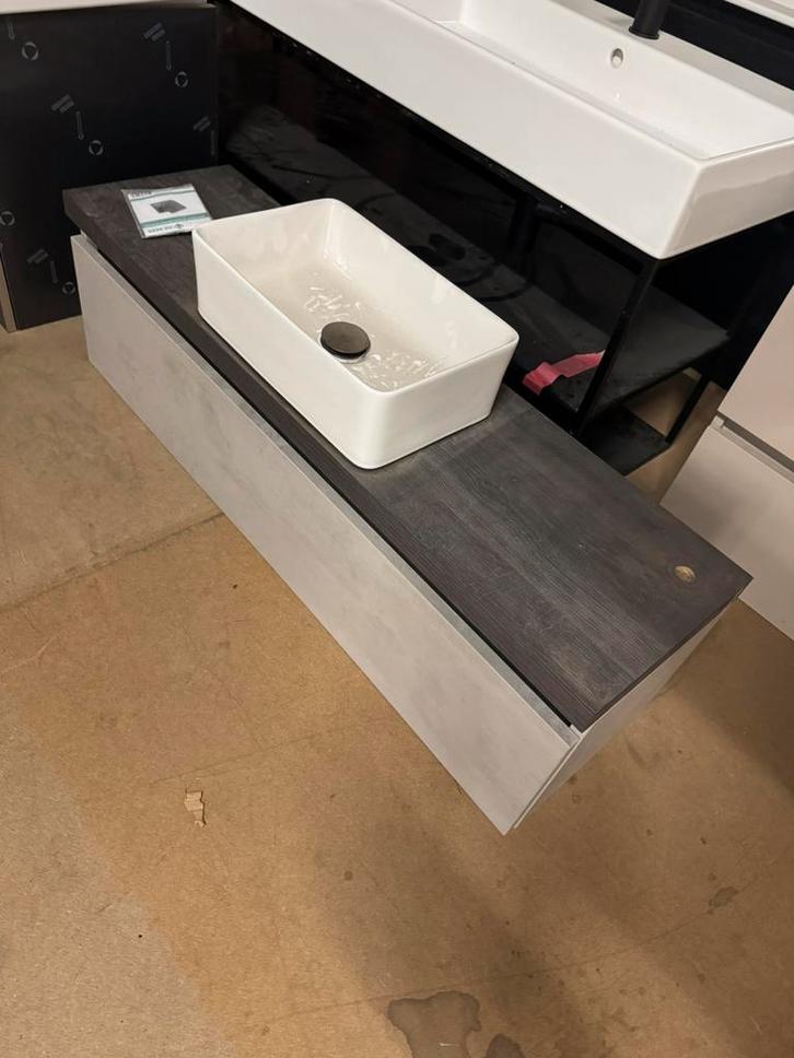 Beton look Badmeubel set met waskom wastafel en lade luxe, Huis en Inrichting, Badkamer | Badkamermeubels, Nieuw, Wasbak of Wastafel