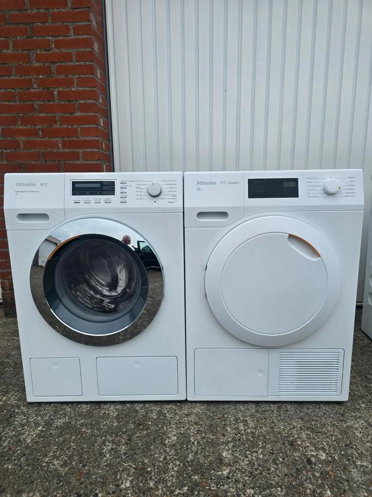 Miele Wasmachine 9 kilo  & warmtepompdroger 8 kilo A+++Set, Witgoed en Apparatuur, Wasmachines, Gebruikt, Voorlader, 6 tot 8 kg