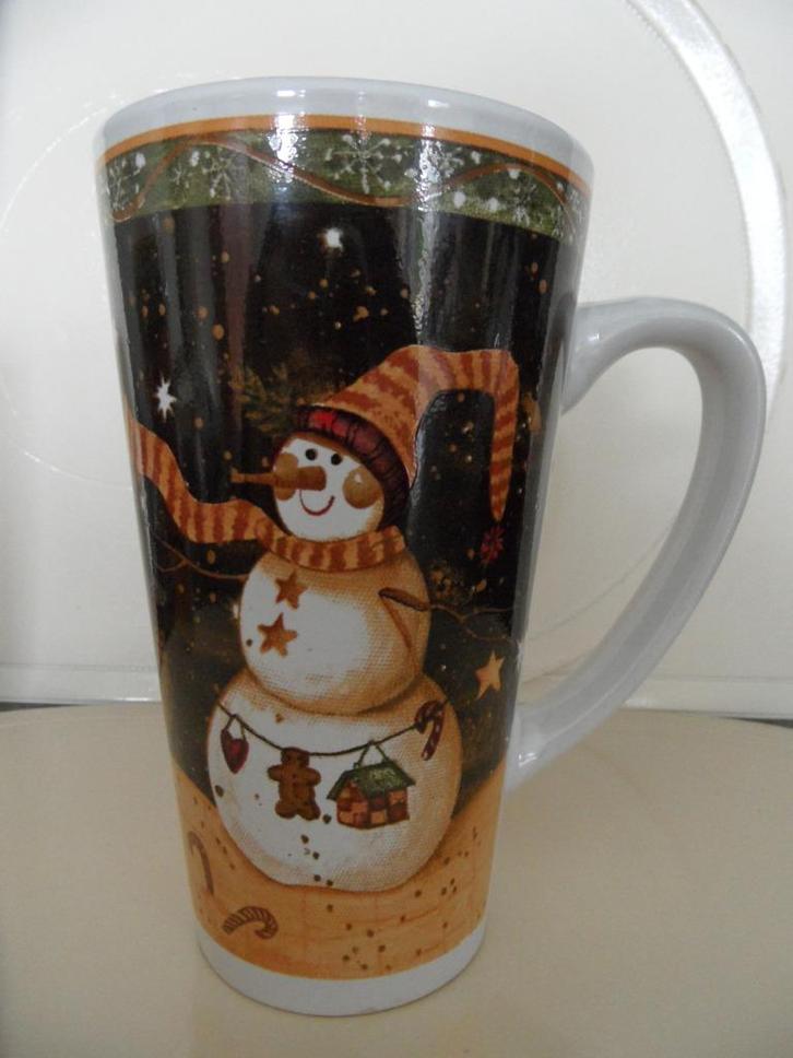 2 grote porseleinen bekers met sneeuwpop voor Kerst, Diversen, Kerst, Nieuw, Ophalen of Verzenden