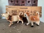 Twee oude melk koetjes, gietertjes, Brocante koe aardewerk, Ophalen of Verzenden