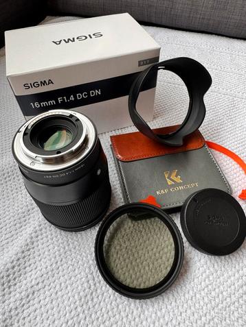Sigma 16mm f/1.4 DC DN – Like New + K&F Filter beschikbaar voor biedingen