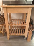 BEKVÄM Roltafel / houten keukentrolley, Ophalen, Zo goed als nieuw, 25 tot 50 cm, Rechthoekig