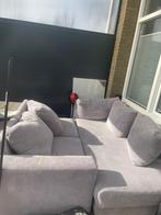 Mooie hoekbank met ribbelstof, Gebruikt, Hoekbank, Ophalen of Verzenden, 200 tot 250 cm