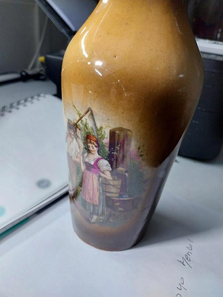 Vintage Vaas met Romantisch Tafereel, Antiek en Kunst, Antiek | Vazen, Ophalen of Verzenden