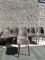 6 velvet grijze barkrukken/stoelen, Huis en Inrichting, Stoelen, Ophalen, Gebruikt, Vijf, Zes of meer stoelen, Velvet grijs