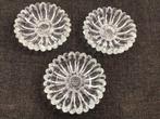 Vintage glazen zonnebloem kandelaars 3 st. samen €15, Ophalen of Verzenden, Zo goed als nieuw, Overige materialen, Minder dan 25 cm