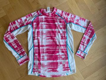 Oxylane stretch sport ski longsleeve shirt roze wit mt 152! beschikbaar voor biedingen