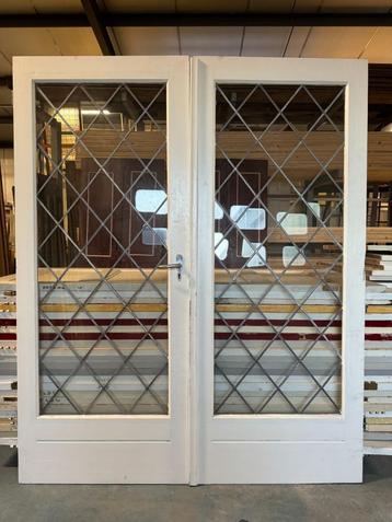 Set openslaande deuren met glas in lood 202x164cm. beschikbaar voor biedingen