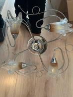 Mooie Plafonnière met glazen bloemen, Huis en Inrichting, Lampen | Plafondlampen, Ophalen of Verzenden, Gebruikt, Glas